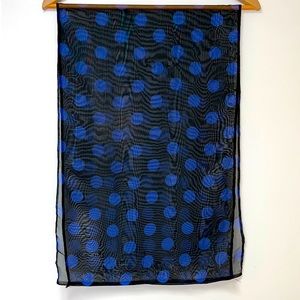 Accent Sheer Scarf in Black with Blue Polka Dots